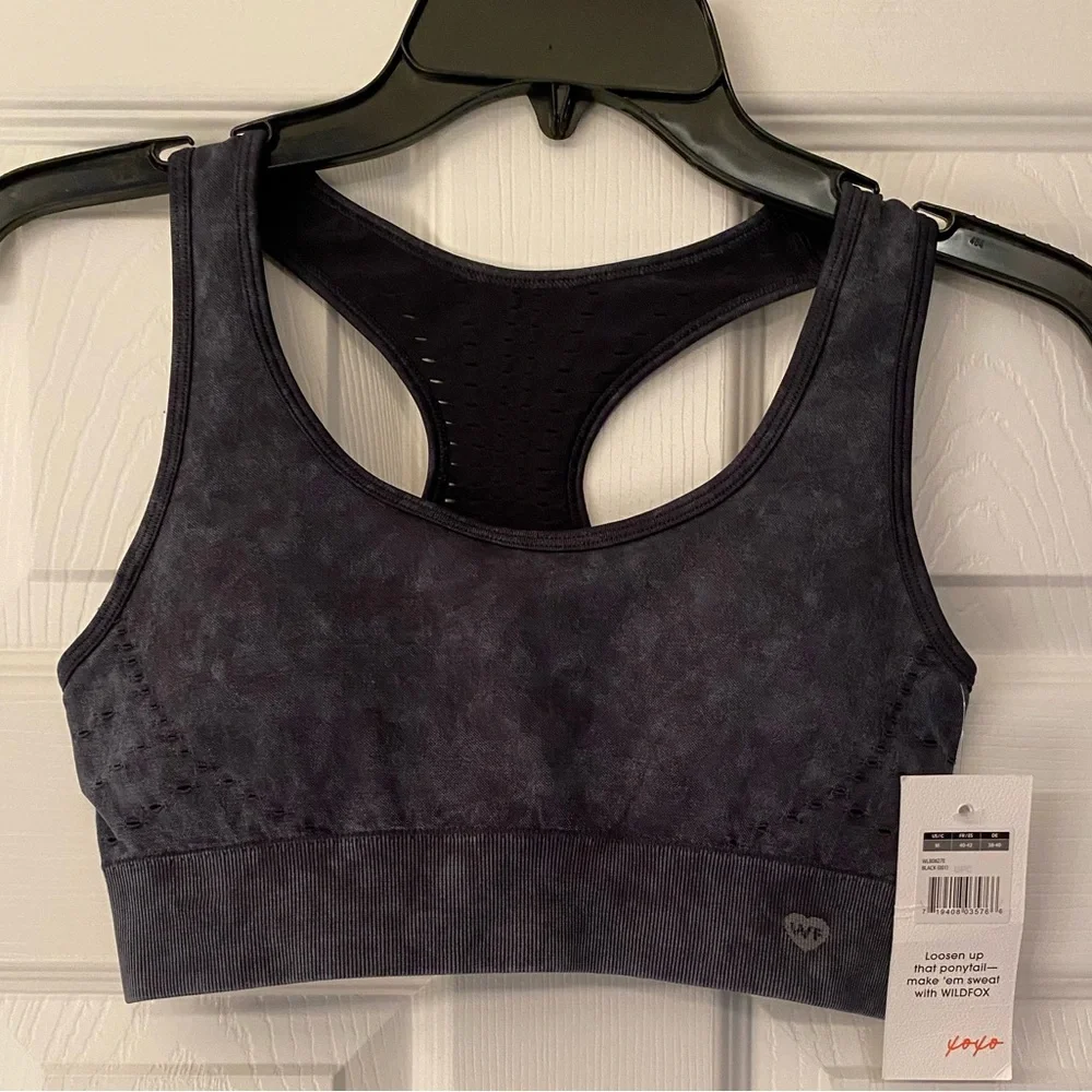 Wildfox Sweat Women’s Black Nylon Sports Bra Size XS & Medium